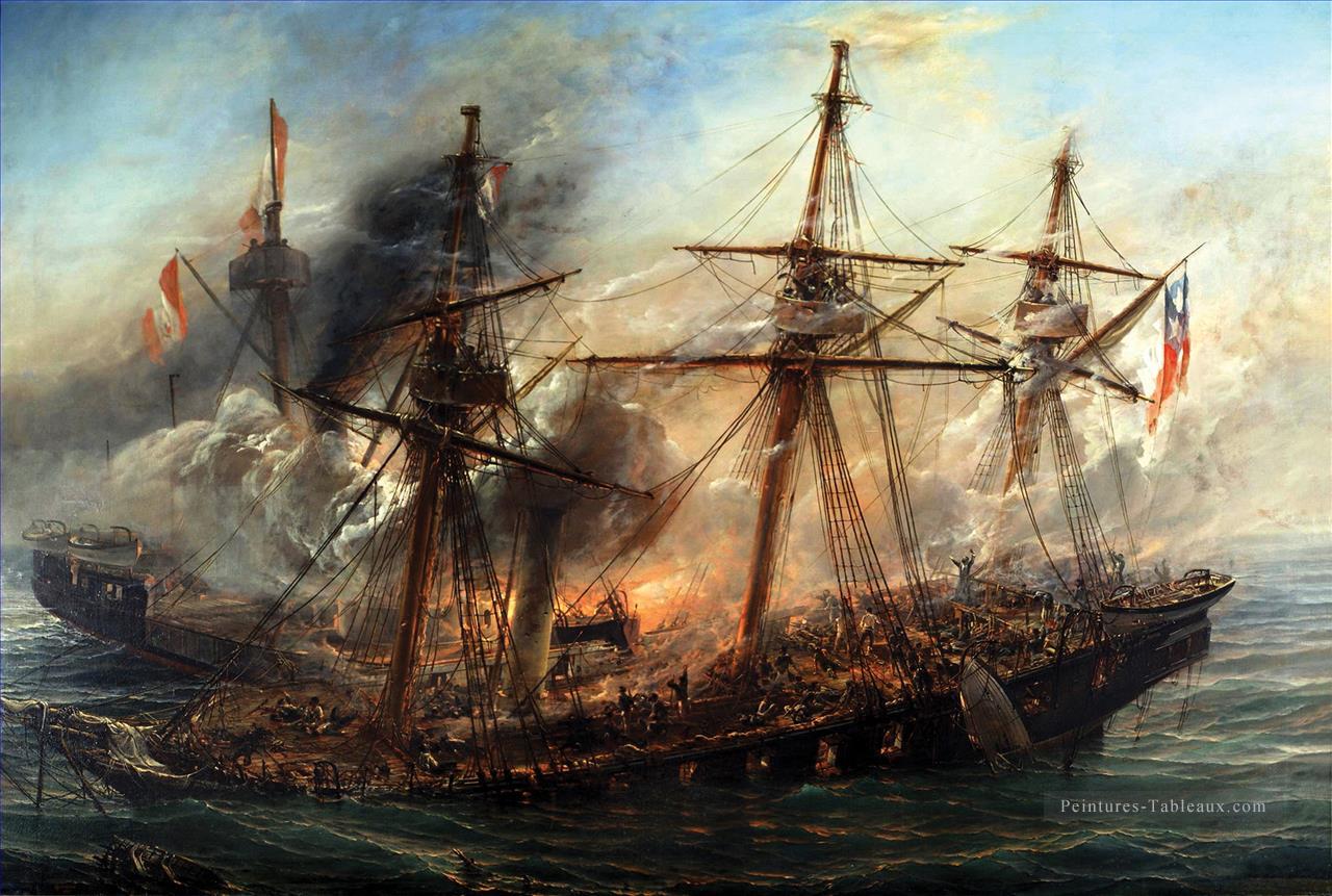 Combat naval Iquique Thomas Somerscales Batailles navales Peintures à l'huile